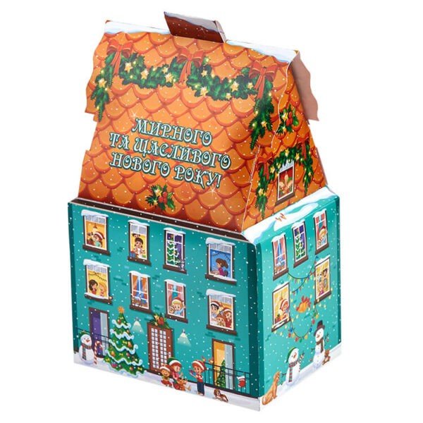 Подарунковий набір солодощів у вигляді будиночку в картонній коробці