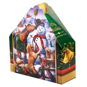 Новорічна коробка з солодощами з зображенням сніговика