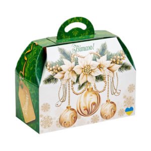 картонна коробка з новорічним дизайном